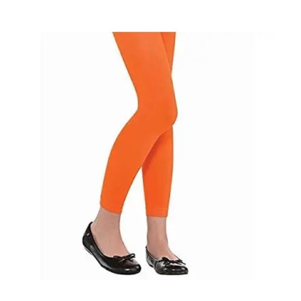 New Amscan Girl's Bright Orange Footless Opaque Tights sz M-L‎ up to 85 lbs